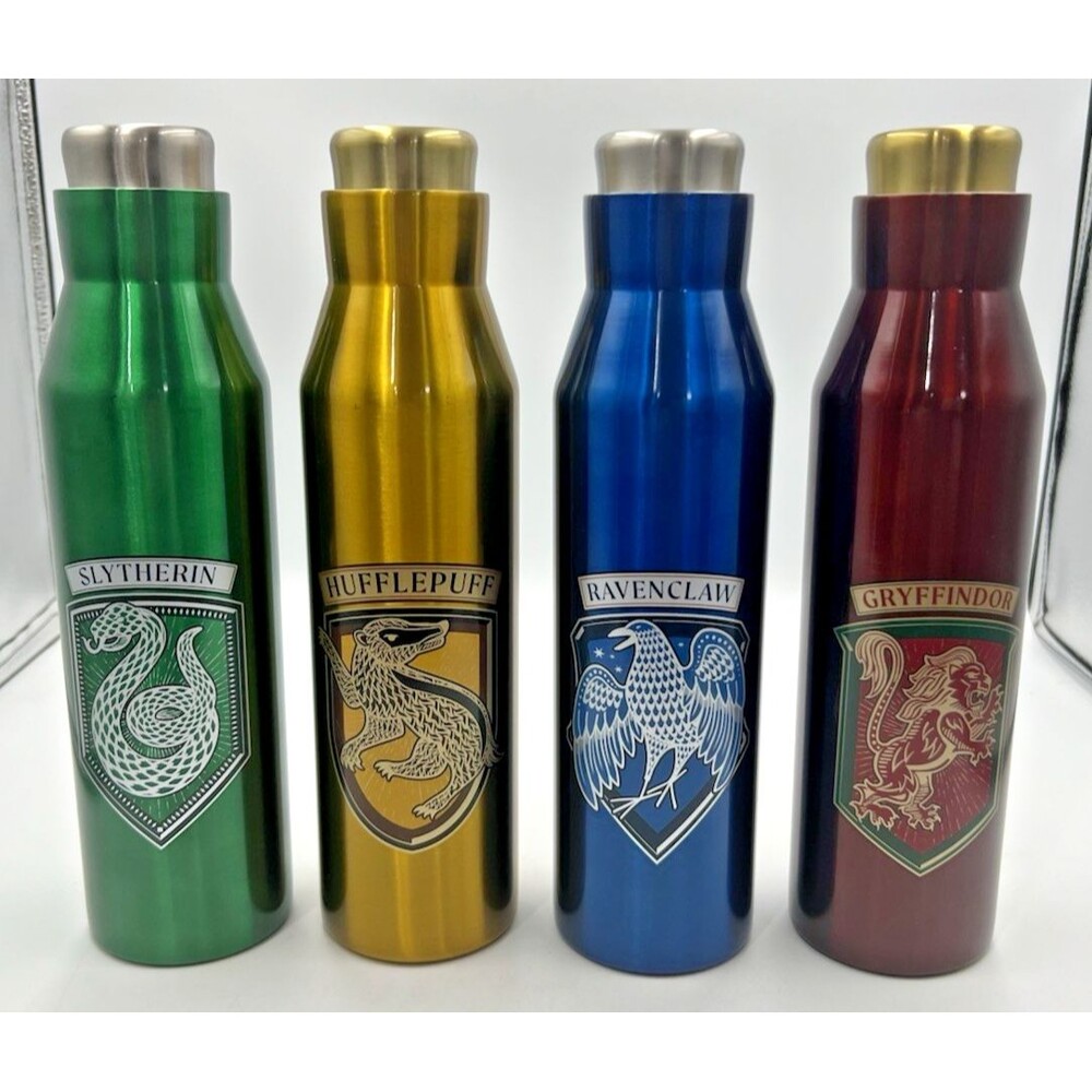 Set of 4 Harry Potter Travel Bottles Stainless Universal Studios House Crest New